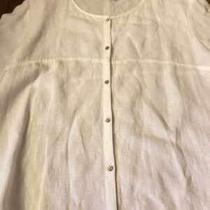 Eileen Fisher White Linen Tunic Top